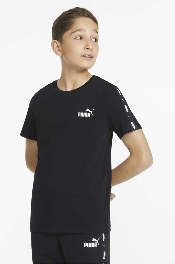 Puma Dječja pamučna majica kratkih rukava Puma Ess Tape Tee B boja: crna, s tiskom