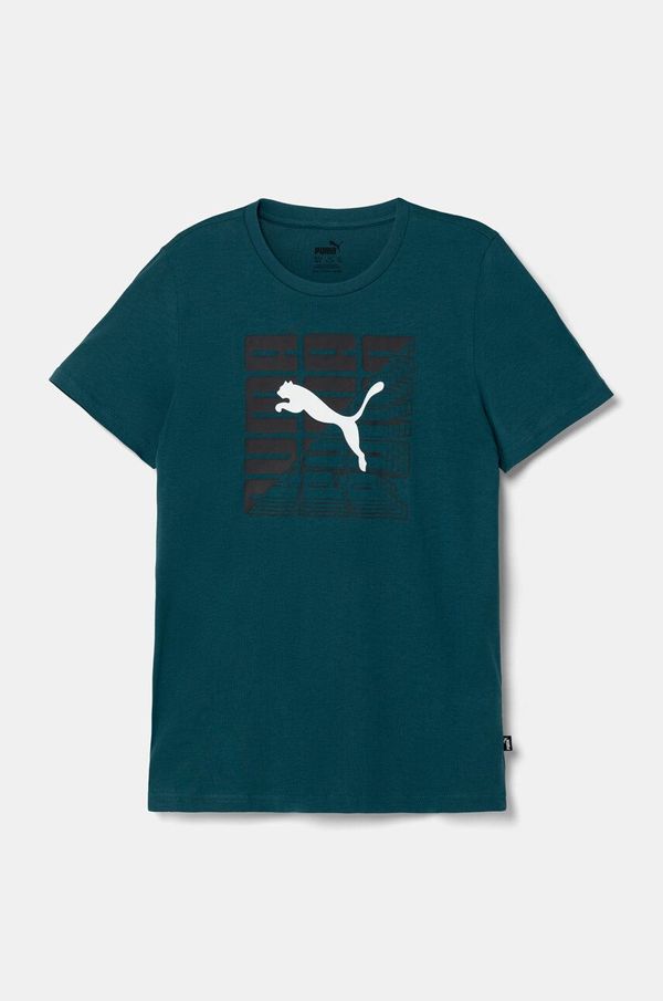 Puma Dječja pamučna majica kratkih rukava Puma PHICS Tee 1 boja: zelena, s tiskom, 683404