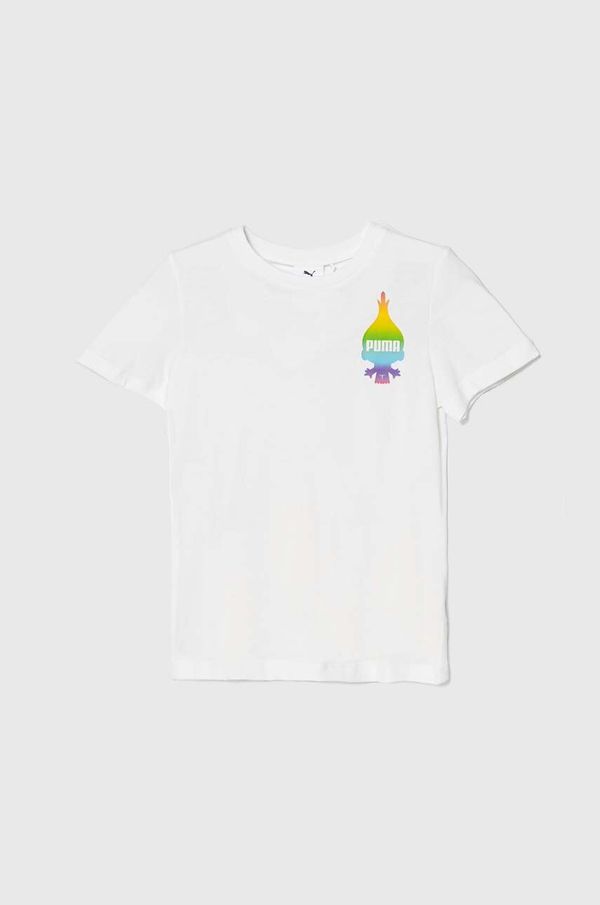 Puma Dječja pamučna majica kratkih rukava Puma PUMA X TROLLS Tee boja: bijela, s uzorkom