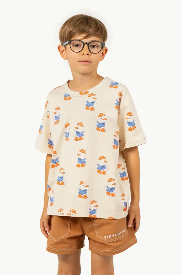 Tinycottons Dječja pamučna majica kratkih rukava Tinycottons READERS TEE boja: bež, s uzorkom, SS25-006