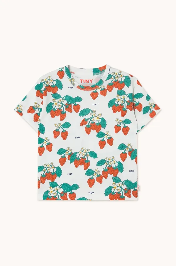 Tinycottons Dječja pamučna majica kratkih rukava Tinycottons STRAWBERRIES TEE boja: bež, s tiskom, SS25-001