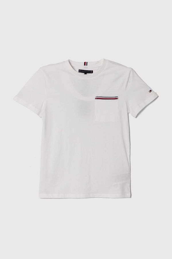 Tommy Hilfiger Dječja pamučna majica kratkih rukava Tommy Hilfiger boja: bijela, bez uzorka