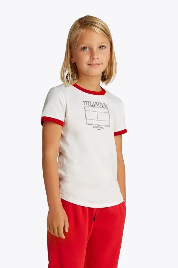 Tommy Hilfiger Dječja pamučna majica kratkih rukava Tommy Hilfiger boja: bijela, KG0KG08528