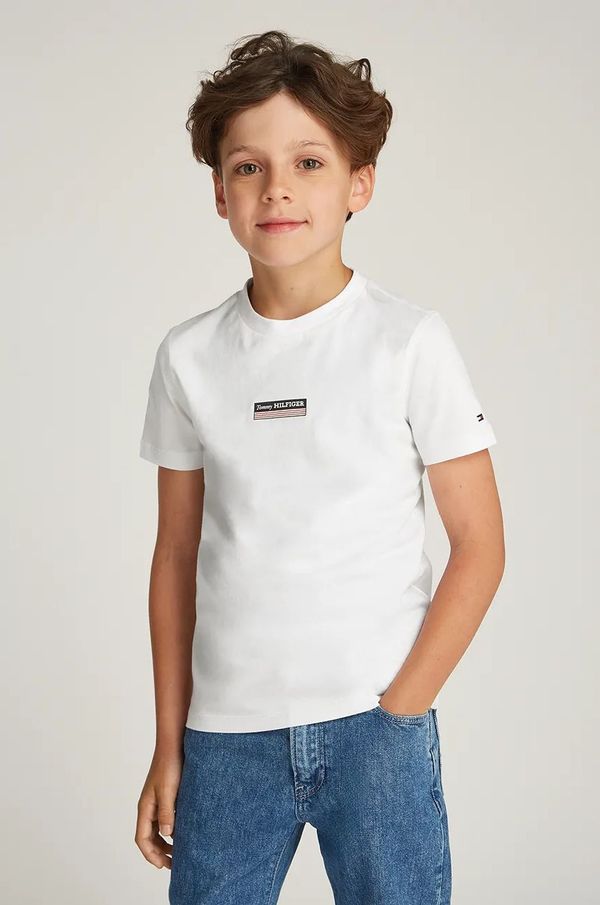 Tommy Hilfiger Dječja pamučna majica kratkih rukava Tommy Hilfiger boja: bijela, s tiskom, KB0KB09362