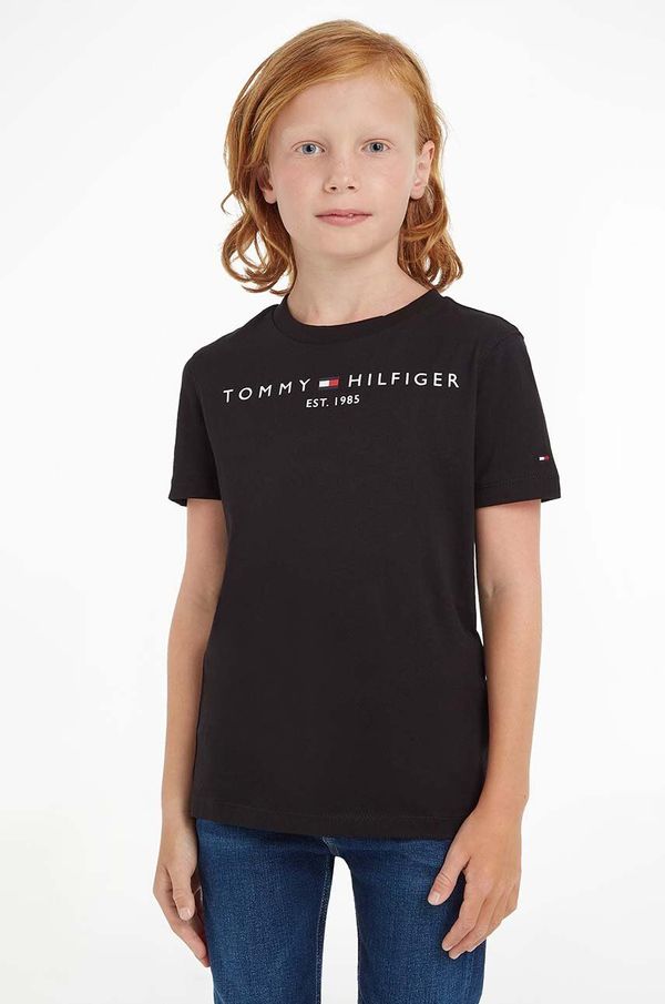 Tommy Hilfiger Dječja pamučna majica kratkih rukava Tommy Hilfiger boja: crna