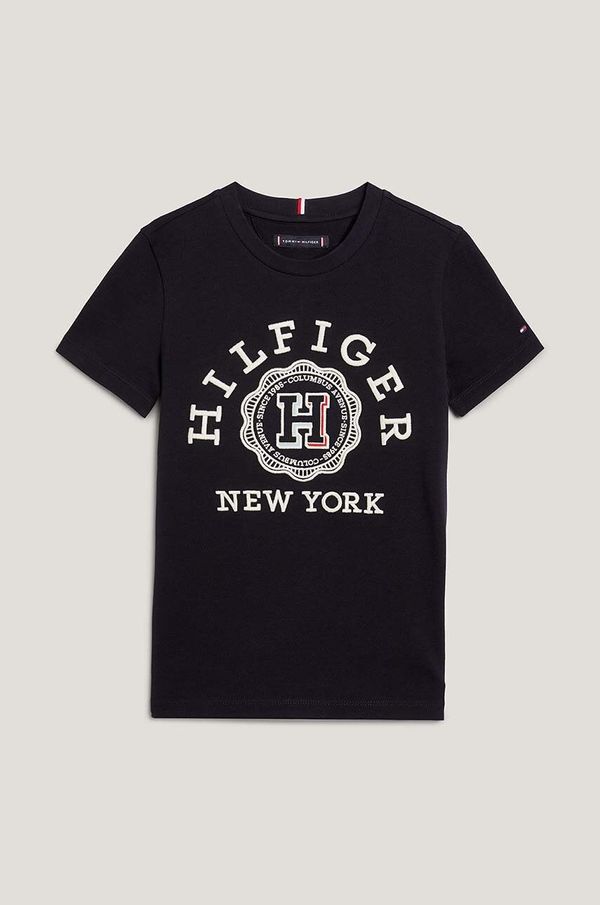 Tommy Hilfiger Dječja pamučna majica kratkih rukava Tommy Hilfiger boja: crna, s tiskom