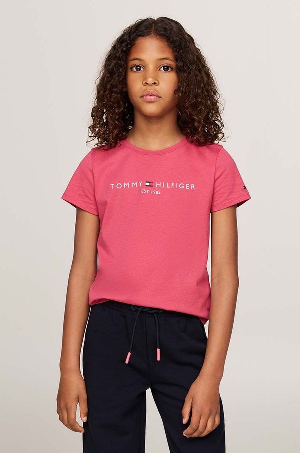 Tommy Hilfiger Dječja pamučna majica kratkih rukava Tommy Hilfiger boja: ružičasta, KG0KG05242