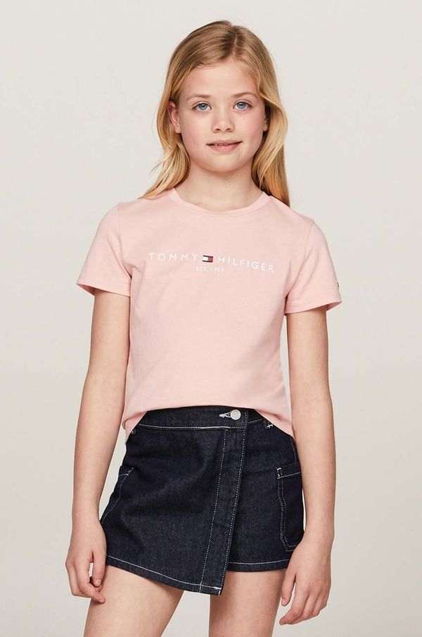 Tommy Hilfiger Dječja pamučna majica kratkih rukava Tommy Hilfiger boja: ružičasta, KG0KG05242