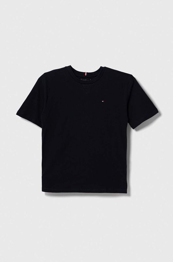 Tommy Hilfiger Dječja pamučna majica kratkih rukava Tommy Hilfiger boja: tamno plava, bez uzorka
