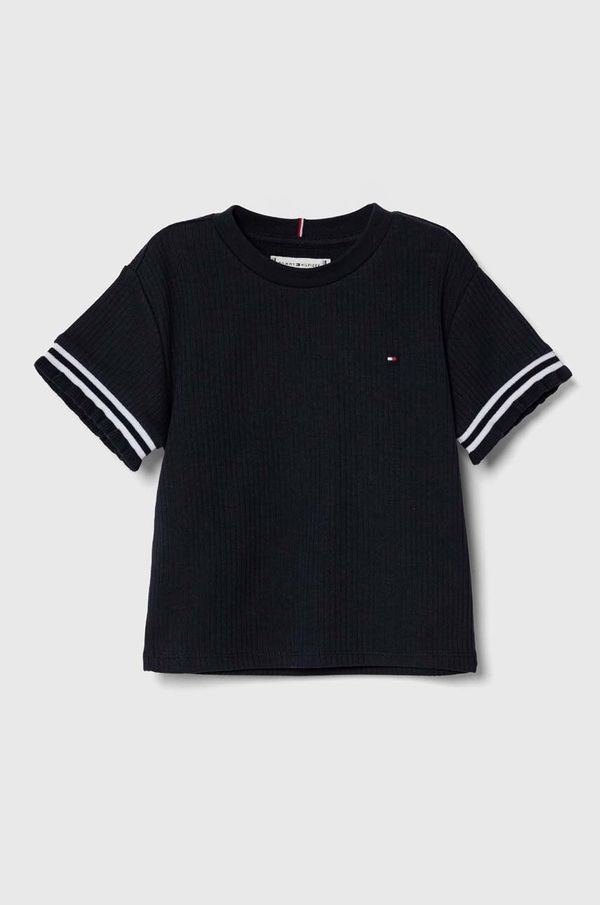 Tommy Hilfiger Dječja pamučna majica kratkih rukava Tommy Hilfiger boja: tamno plava