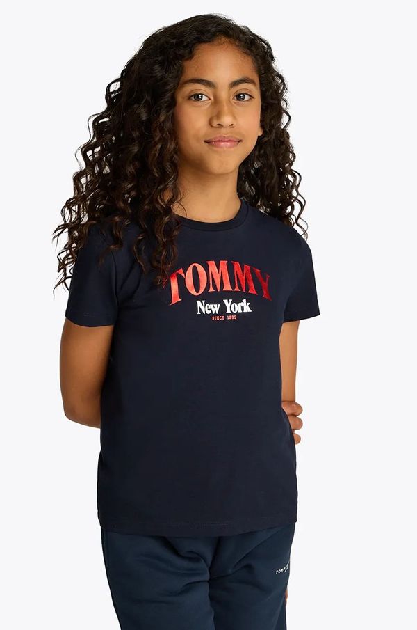 Tommy Hilfiger Dječja pamučna majica kratkih rukava Tommy Hilfiger boja: tamno plava, KG0KG08296
