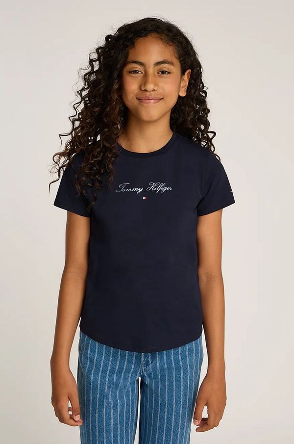 Tommy Hilfiger Dječja pamučna majica kratkih rukava Tommy Hilfiger boja: tamno plava, KG0KG08298