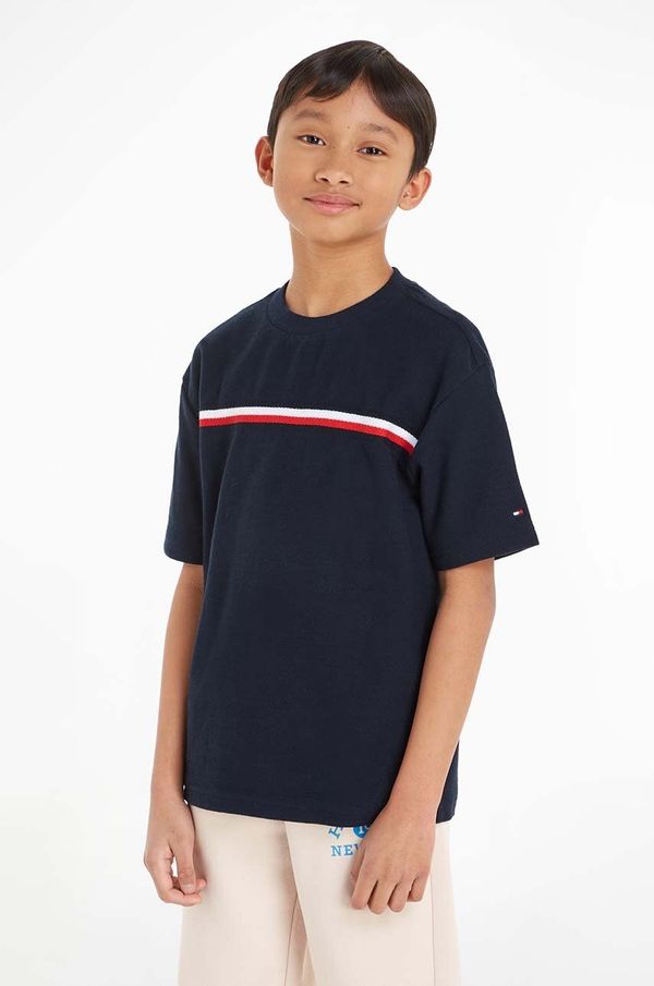 Tommy Hilfiger Dječja pamučna majica kratkih rukava Tommy Hilfiger boja: tamno plava, s uzorkom