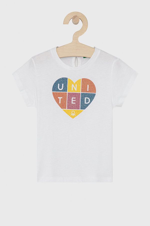 United Colors of Benetton Dječja pamučna majica kratkih rukava United Colors of Benetton boja: bijela
