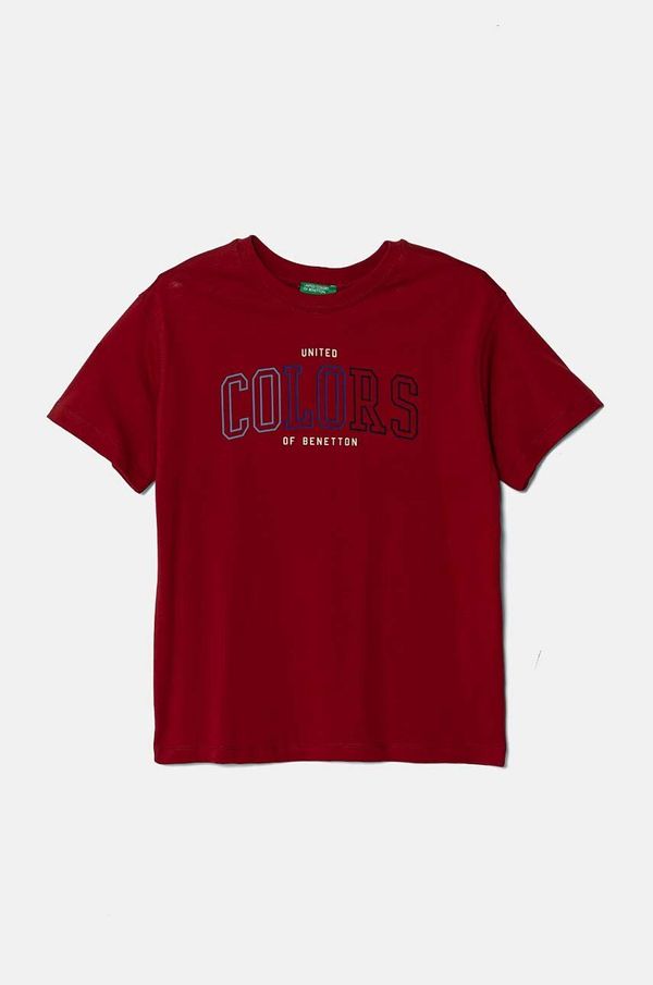 United Colors of Benetton Dječja pamučna majica kratkih rukava United Colors of Benetton boja: bordo, s tiskom, 3I1XC10JL