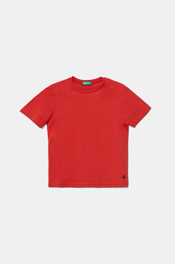 United Colors of Benetton Dječja pamučna majica kratkih rukava United Colors of Benetton boja: crvena, bez uzorka, 3I1XG106Z