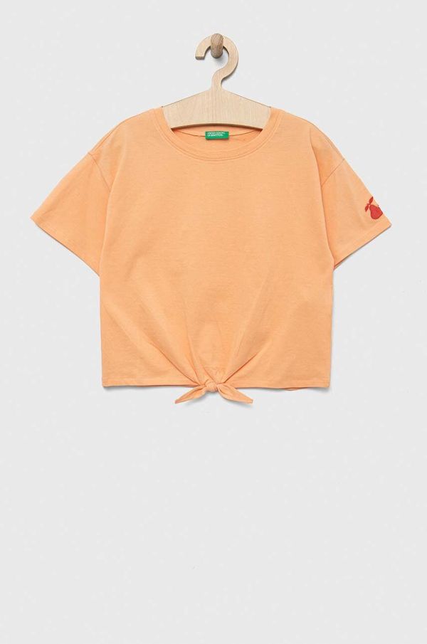 United Colors of Benetton Dječja pamučna majica kratkih rukava United Colors of Benetton boja: narančasta