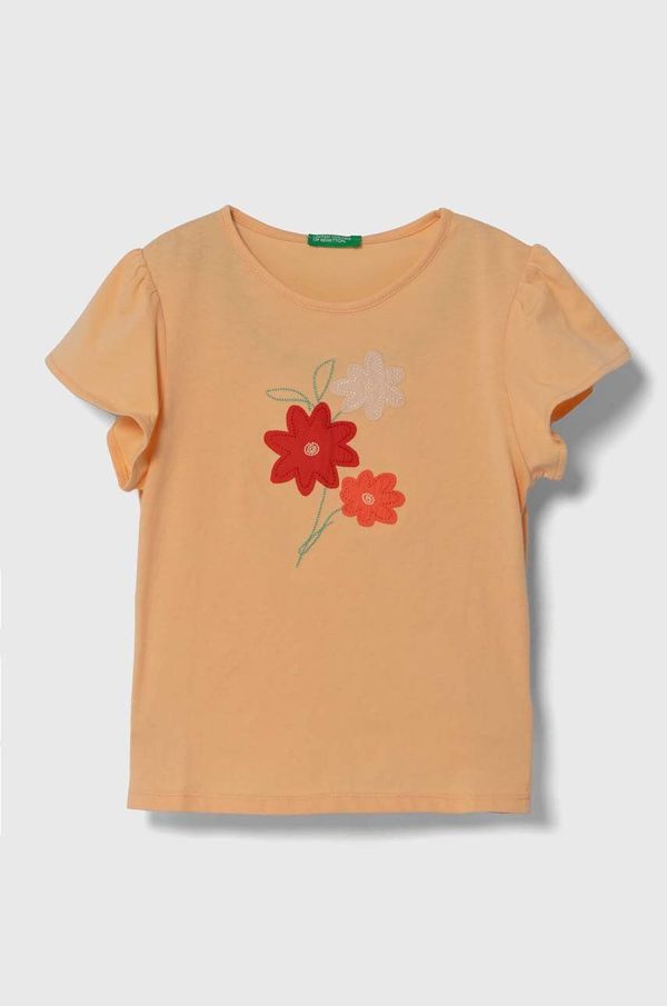 United Colors of Benetton Dječja pamučna majica kratkih rukava United Colors of Benetton boja: narančasta