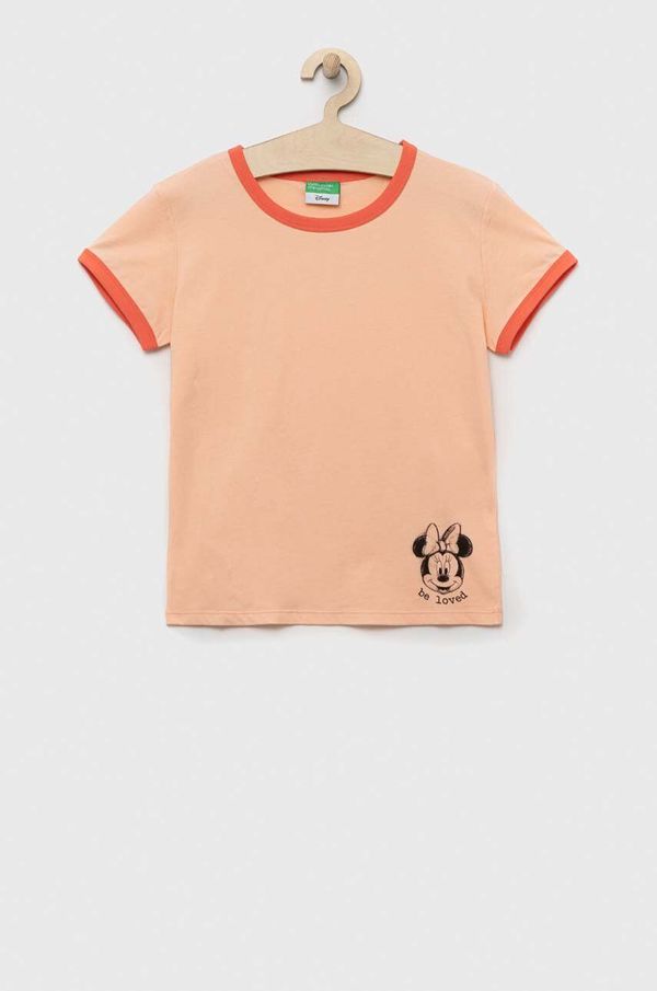 United Colors of Benetton Dječja pamučna majica kratkih rukava United Colors of Benetton boja: narančasta