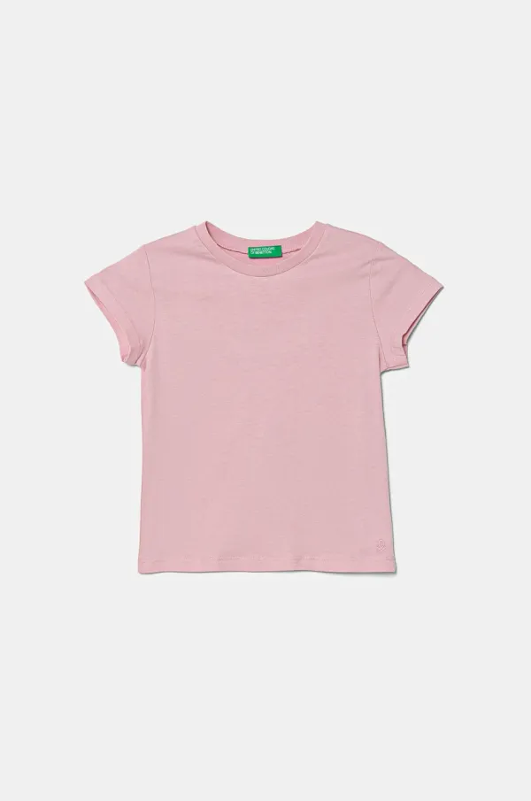United Colors of Benetton Dječja pamučna majica kratkih rukava United Colors of Benetton boja: ružičasta, 3I1XG106Y