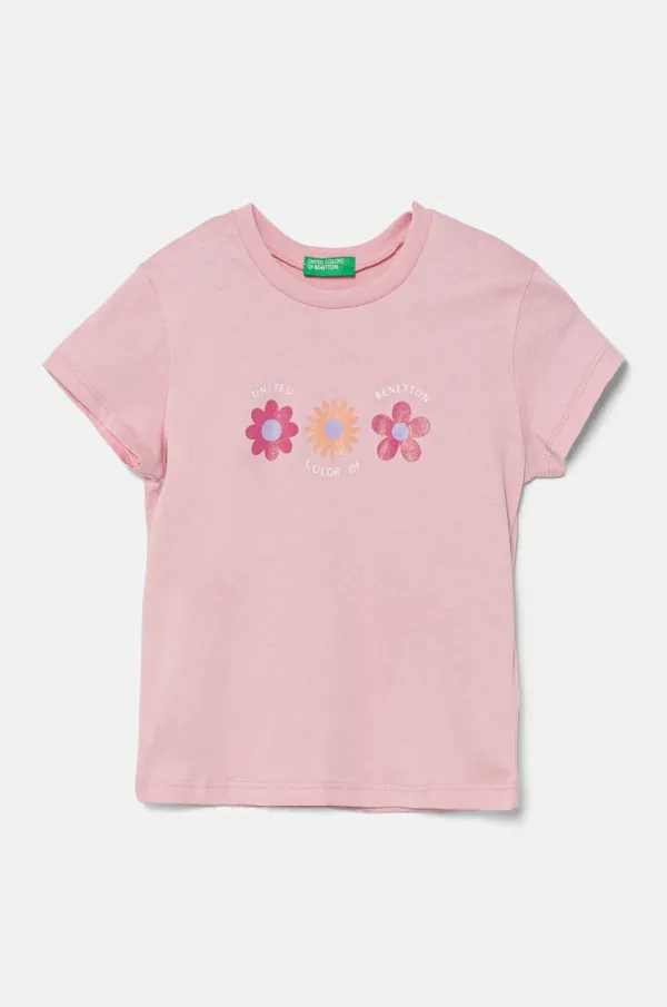 United Colors of Benetton Dječja pamučna majica kratkih rukava United Colors of Benetton boja: ružičasta, 3I1XG10HU