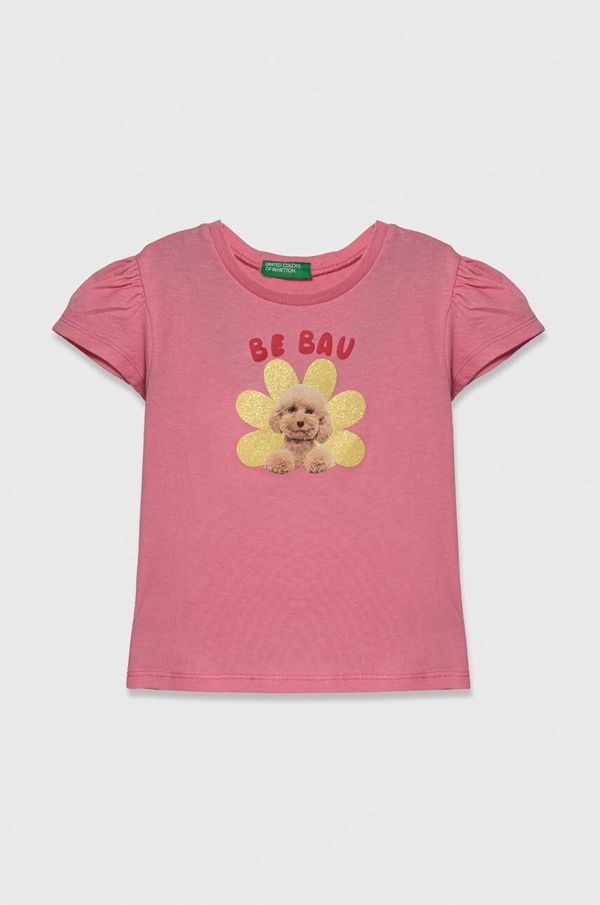 United Colors of Benetton Dječja pamučna majica kratkih rukava United Colors of Benetton boja: ružičasta