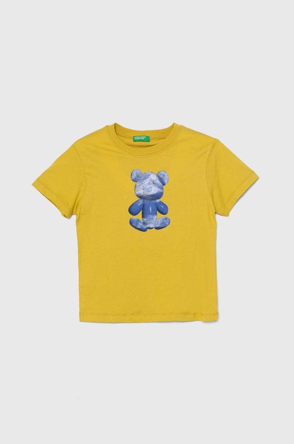United Colors of Benetton Dječja pamučna majica kratkih rukava United Colors of Benetton boja: žuta, s tiskom