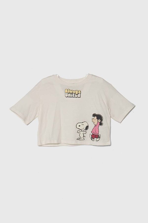 United Colors of Benetton Dječja pamučna majica kratkih rukava United Colors of Benetton X Peanuts boja: bež