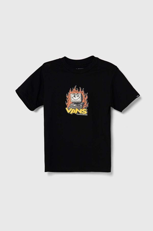Vans Dječja pamučna majica kratkih rukava Vans KD Computer Service boja: crna, s tiskom, VN000JNVBLK1