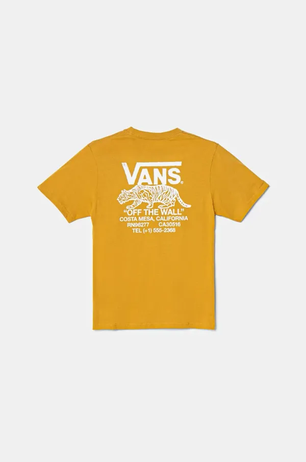 Vans Dječja pamučna majica kratkih rukava Vans Sneaky boja: žuta, s tiskom, VN000MK2BL21