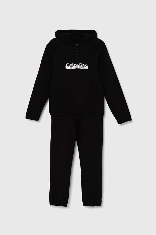 Calvin Klein Jeans Dječja pamučna trenirka Calvin Klein Jeans boja: crna