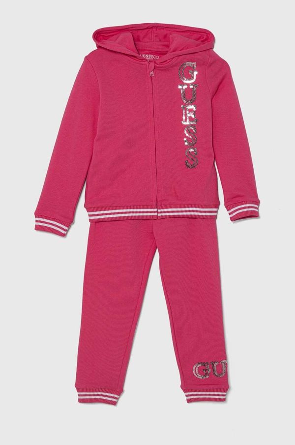 Guess Dječja pamučna trenirka Guess boja: ružičasta, K4YG00 KA6R4