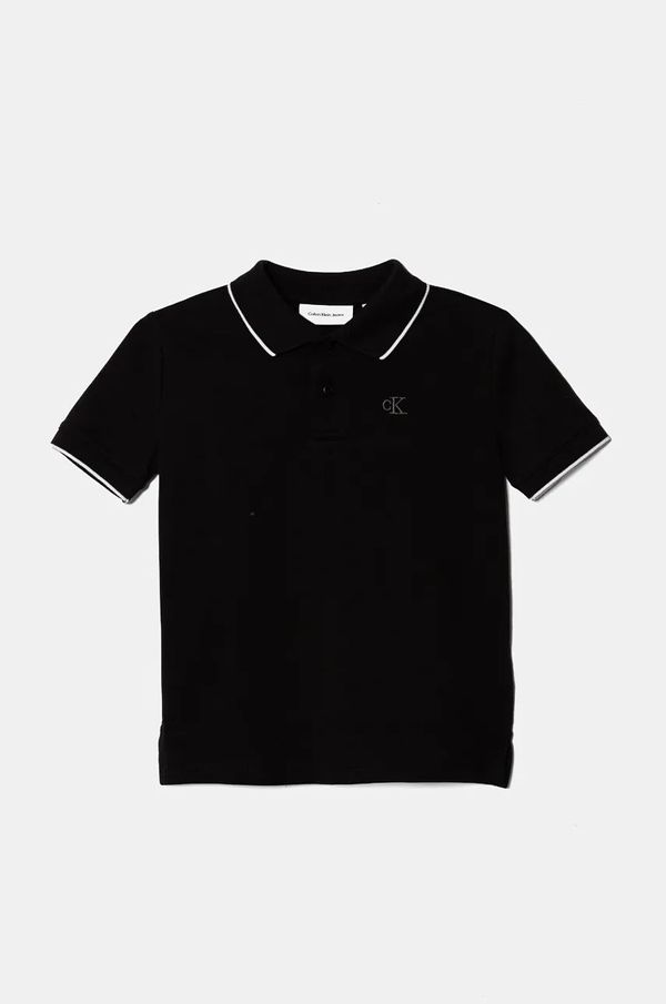 Calvin Klein Jeans Dječja polo majica Calvin Klein Jeans boja: crna, bez uzorka, IB0IB02230