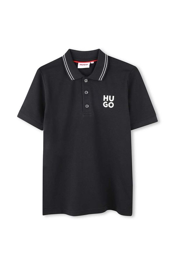 Hugo Dječja polo majica HUGO boja: crna, s aplikacijom, G00159