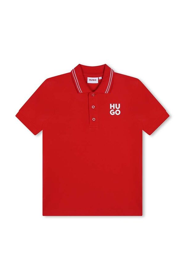 HUGO Dječja polo majica HUGO boja: crvena, s aplikacijom, G00159
