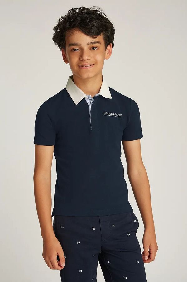 Tommy Hilfiger Dječja polo majica Tommy Hilfiger boja: crna, bez uzorka, KB0KB09332