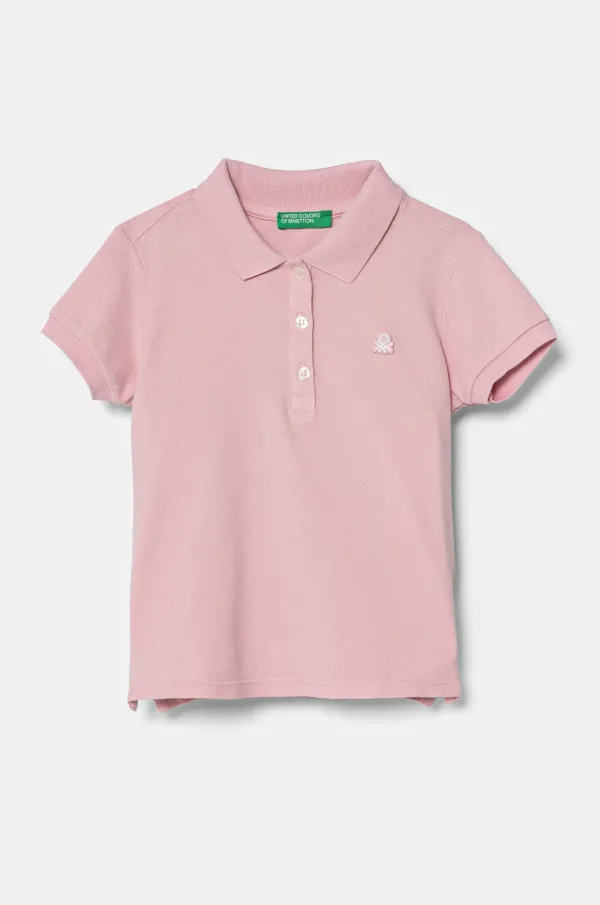 United Colors of Benetton Dječja polo majica United Colors of Benetton boja: ružičasta, s ovratnikom, 3WG9G300A