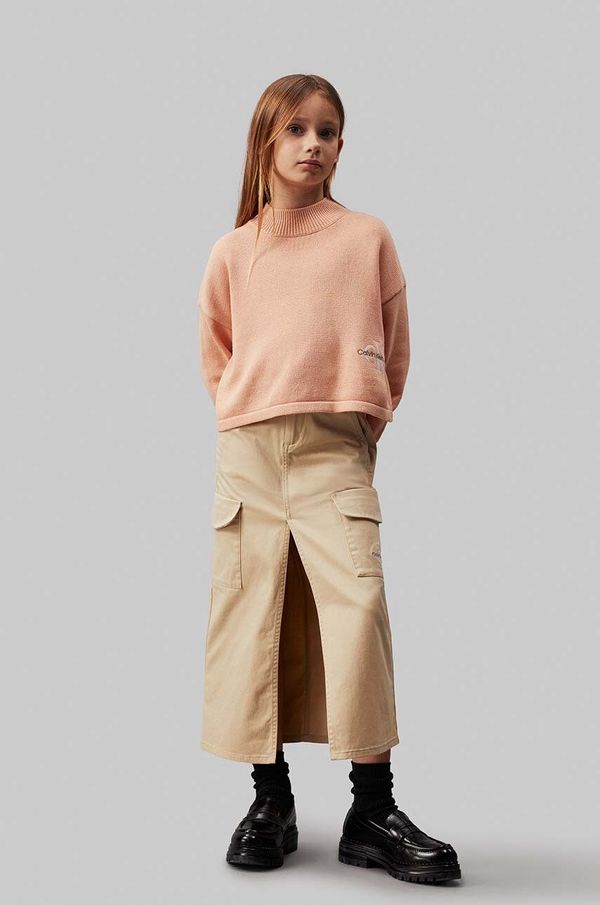 Calvin Klein Jeans Dječja suknja Calvin Klein Jeans boja: bež, maxi, ravna, IG0IG02697