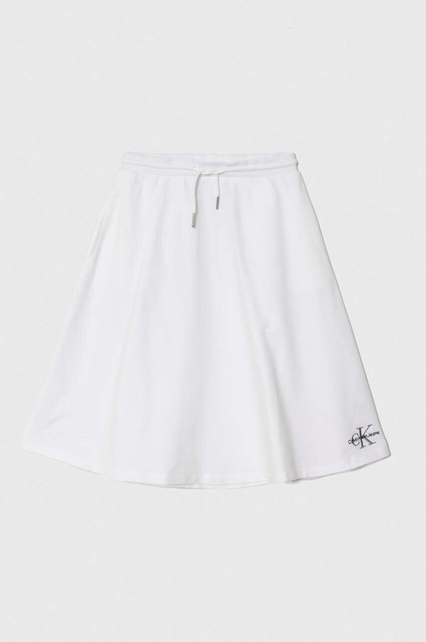 Calvin Klein Jeans Dječja suknja Calvin Klein Jeans boja: bijela, mini, širi se prema dolje