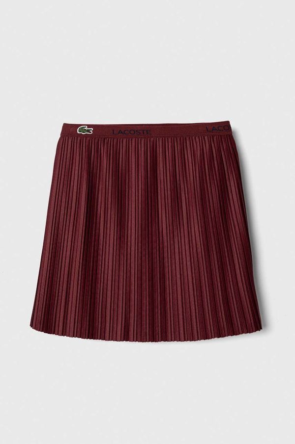 Lacoste Dječja suknja Lacoste boja: bordo, mini, ravna