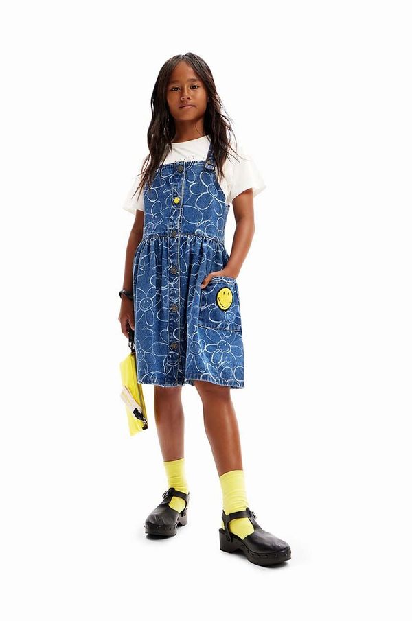 Desigual Dječja traper haljina Desigual mini, ravna