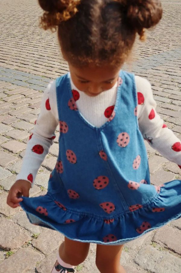 Konges Sløjd Dječja traper haljina Konges Sløjd MAGOT LADYBUG DRESS GOTS mini, širi se prema dolje, KS102217