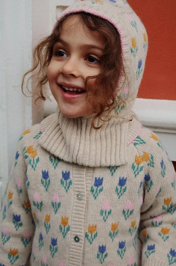 Konges Sløjd Dječja vunena balaklava Konges Sløjd BELOU TULIPE KNIT BALACLAVA boja: bež, KS101429