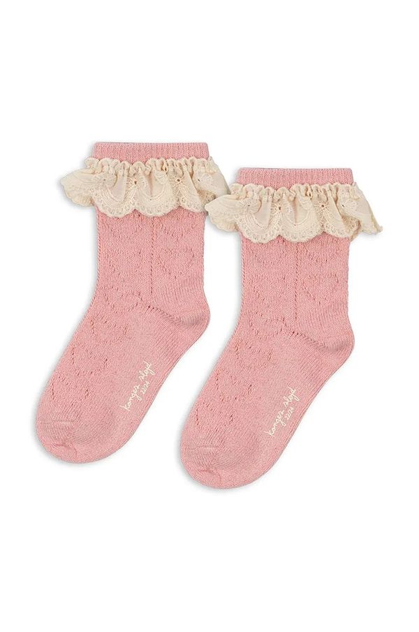 Konges Sløjd Dječje čarape Konges Sløjd WOOL POINTELLE SOCKS 2-pack boja: ružičasta, KS101864