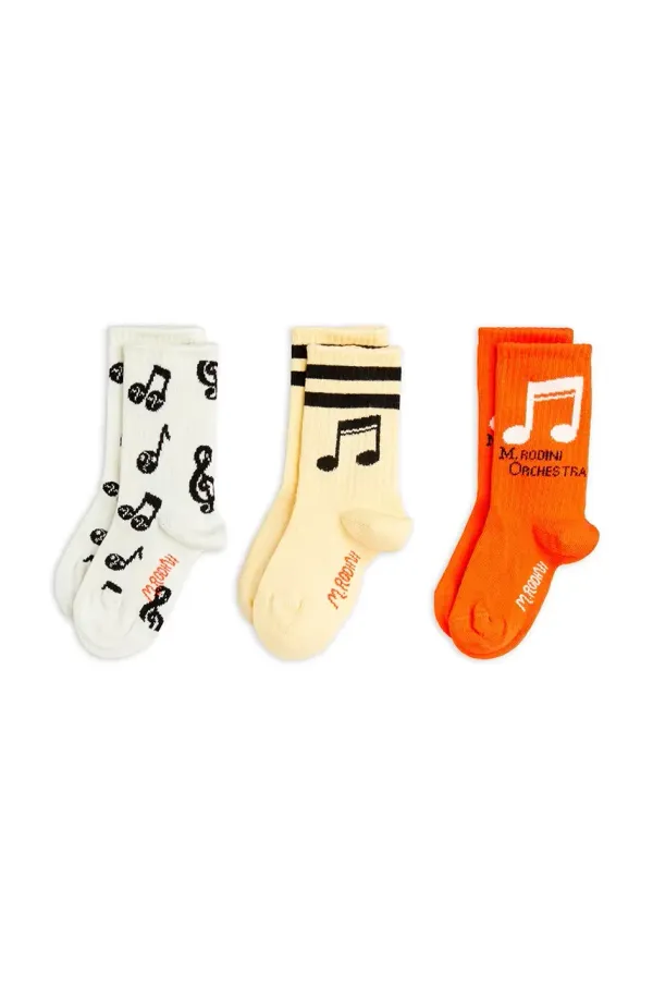 Mini Rodini Dječje čarape Mini Rodini Note 3-pack boja: narančasta, 2526010800