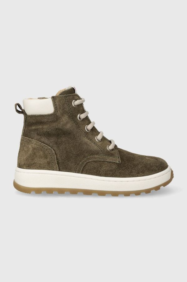 Pom D'api Dječje cipele od brušene kože Pom D'api FLOW BOOTS boja: zelena