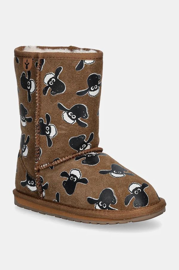 Emu Australia Dječje cipele za snijeg od brušene kože Emu Australia Shaun The Sheep Print boja: smeđa, K13107