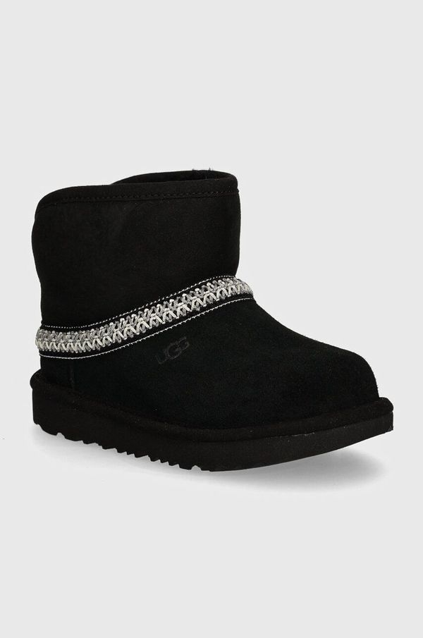 Ugg Dječje cipele za snijeg od brušene kože UGG CLASSIC MINI CRESCENT boja: crna, 1157697T
