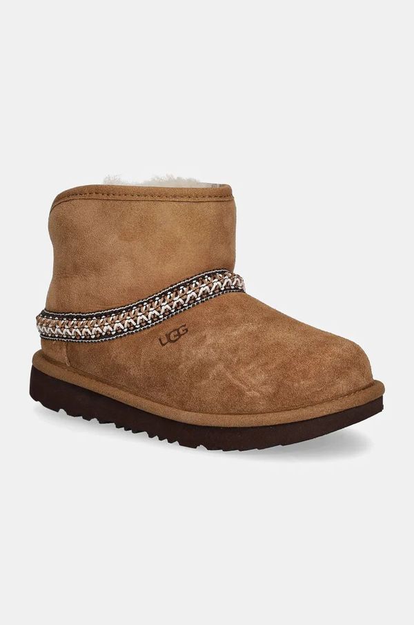 Ugg Dječje cipele za snijeg od brušene kože UGG KIDS CLASSIC MINI CRESCENT boja: smeđa, 1157697K