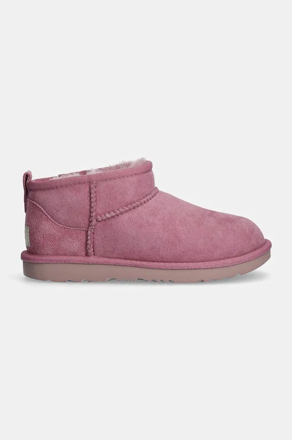 Ugg Dječje cipele za snijeg od brušene kože UGG KIDS CLASSIC ULTRA MINI boja: ružičasta, 1130750K
